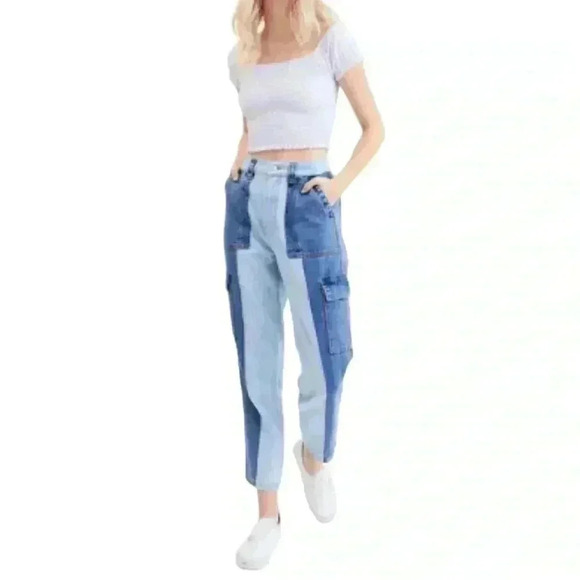 Pacsun Multi Color Block Cargo Jeans Size 26 - Picture 1 of 9